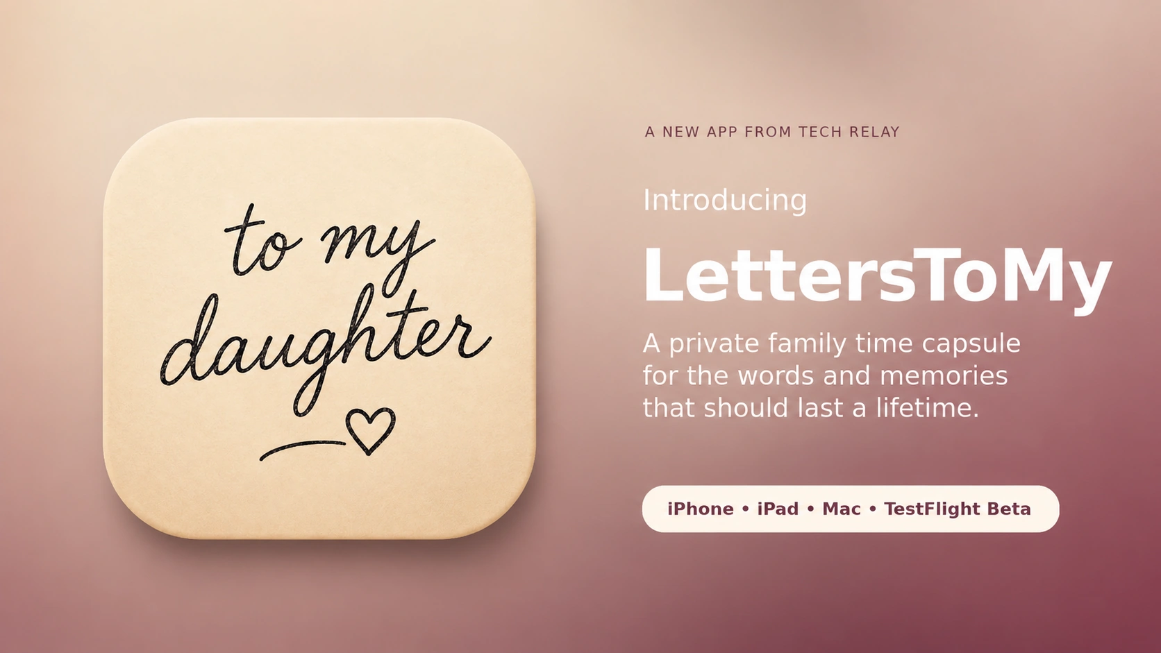 LettersToMy app icon beside the words Introducing LettersToMy