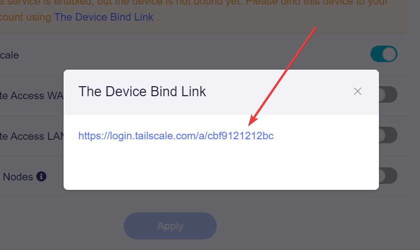 Popup with link